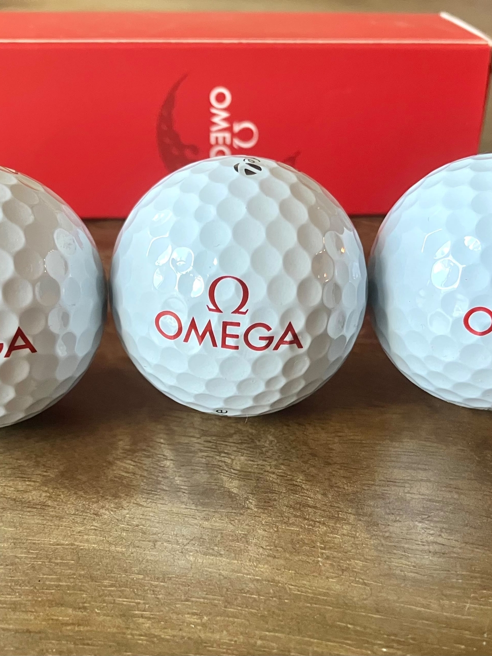 Omega/TaylorMade White Golf Balls with Red Logo (Set of 3)